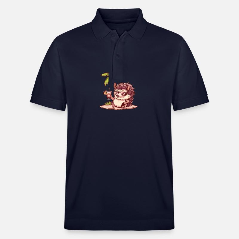 Igel Sommer Strand Comic - Stanley/Stella Unisex Bio-Poloshirt PREPSTER - Navy