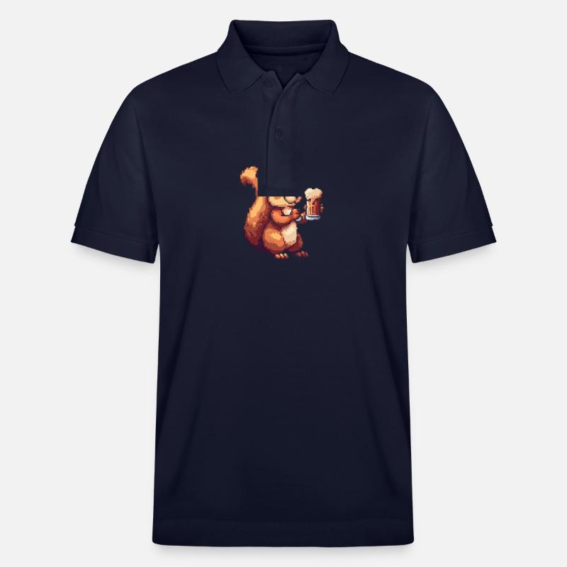 Écureuil Bière Pixel - Polo PREPSTER bio Stanley/Stella Unisexe - bleu marine
