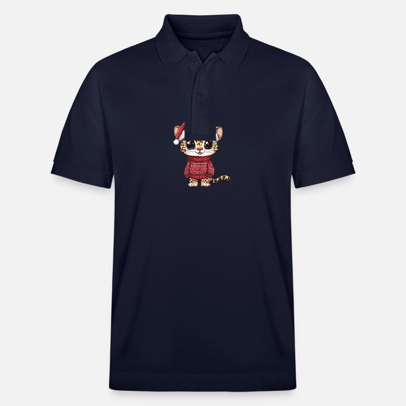 Bande dessinée de Noël léopard - Polo PREPSTER bio Stanley/Stella Unisexe - bleu marine