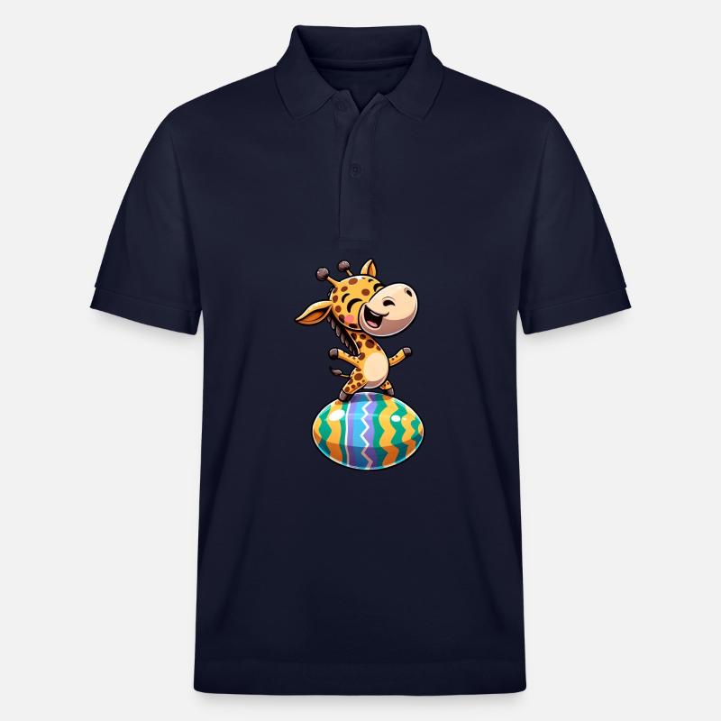 Easter Giraffe Dances, Dancer Egg - Stanley/Stella Unisex Organic Polo Shirt PREPSTER - navy