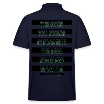 Motivation Shirtdesign Sport durchhalten XO714 - Stanley/Stella Unisex Bio-Poloshirt PREPSTER - Navy - Hinten - Andy (188cm)