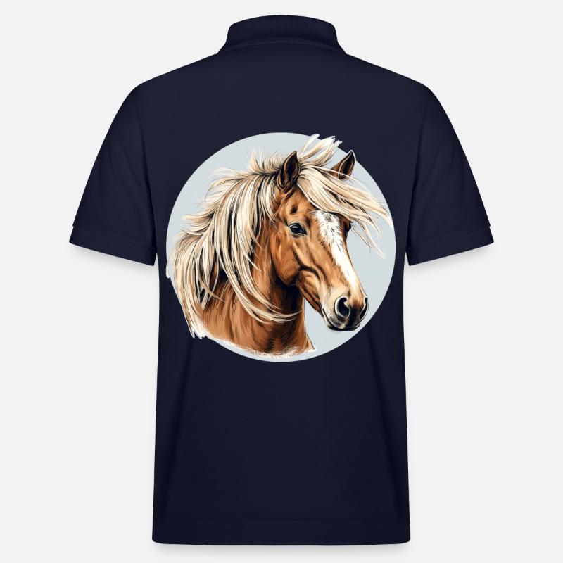 Haflinger Pferd - Stanley/Stella Unisex Bio-Poloshirt PREPSTER - Navy