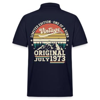 50th Birthday Man Original July Vintage 1973 - Polo PREPSTER bio Stanley/Stella Unisexe - bleu marine - Dos - Andy (188cm)