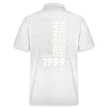 25e anniversaire Original Février Année 1999 - Polo PREPSTER bio Stanley/Stella Unisexe - blanc chiné - Dos - Andy (188cm)