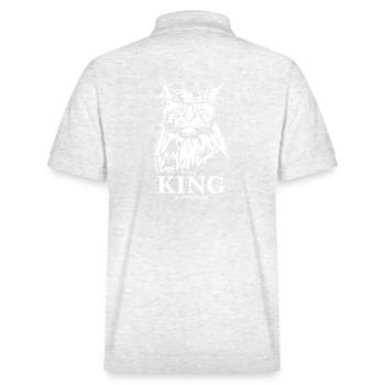 Maine Coon King of everything Katzenspruch Katze - Stanley/Stella Unisex Bio-Poloshirt PREPSTER - Weiß meliert - Hinten - Andy (188cm)
