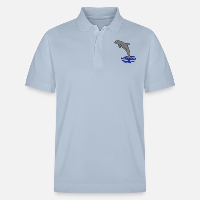 springender Delphin Delfin jumping dolphin - Stanley/Stella Unisex Bio-Poloshirt PREPSTER - sky Blue