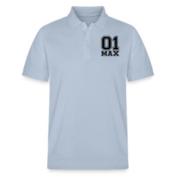 Max - Name - Stanley/Stella Unisex Organic Polo Shirt PREPSTER - sky blue - Front - Roxy (174cm) & Andy (188cm)