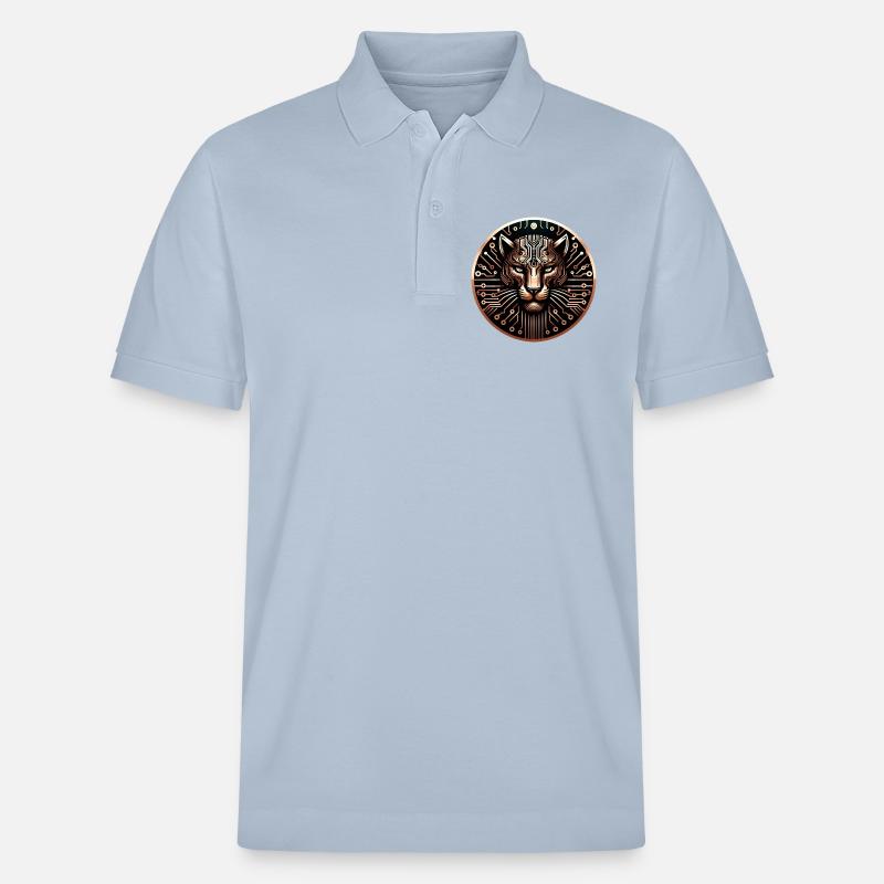 Cyber Leopard Platine Digital Art - Stanley/Stella Unisex Bio-Poloshirt PREPSTER - sky Blue