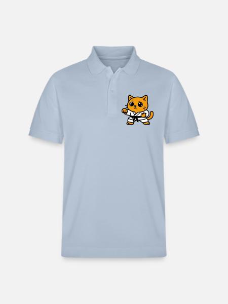 Cat fighter in karate suit - Stanley/Stella Unisex Organic Polo Shirt PREPSTER - sky blue