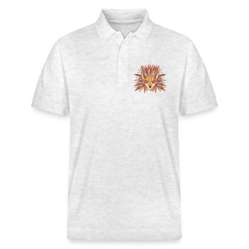 Fuchs Häuptling mit Federschmuck in warmen Farben - Stanley/Stella Unisex Bio-Poloshirt PREPSTER - Weiß meliert - Vorne - Roxy (174cm) & Andy (188cm)