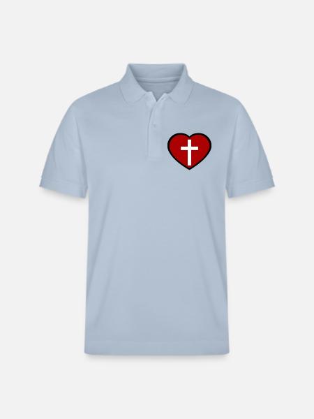 Croix et cœur - Polo PREPSTER bio Stanley/Stella Unisexe - bleu ciel