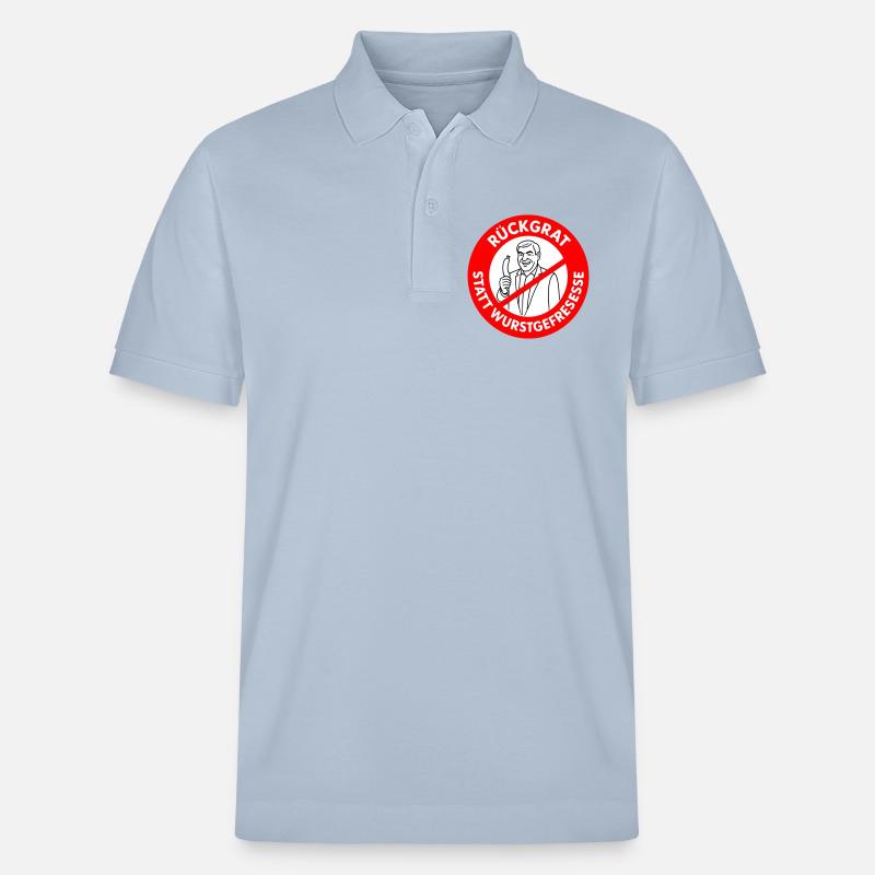 Rückgrat statt Wurstgefresse! Comic-WUNSCHFARBEN  - Stanley/Stella Unisex Bio-Poloshirt PREPSTER - sky Blue