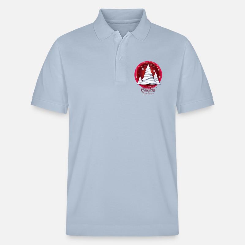Rotes Weihnachtskugel mit weissen Tannenbäume - Stanley/Stella Unisex Bio-Poloshirt PREPSTER - sky Blue