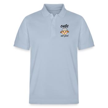 Cute not Food Vegan Sheep Design - Stanley/Stella Unisex Organic Polo Shirt PREPSTER - sky blue - Front - Roxy (174cm) & Andy (188cm)