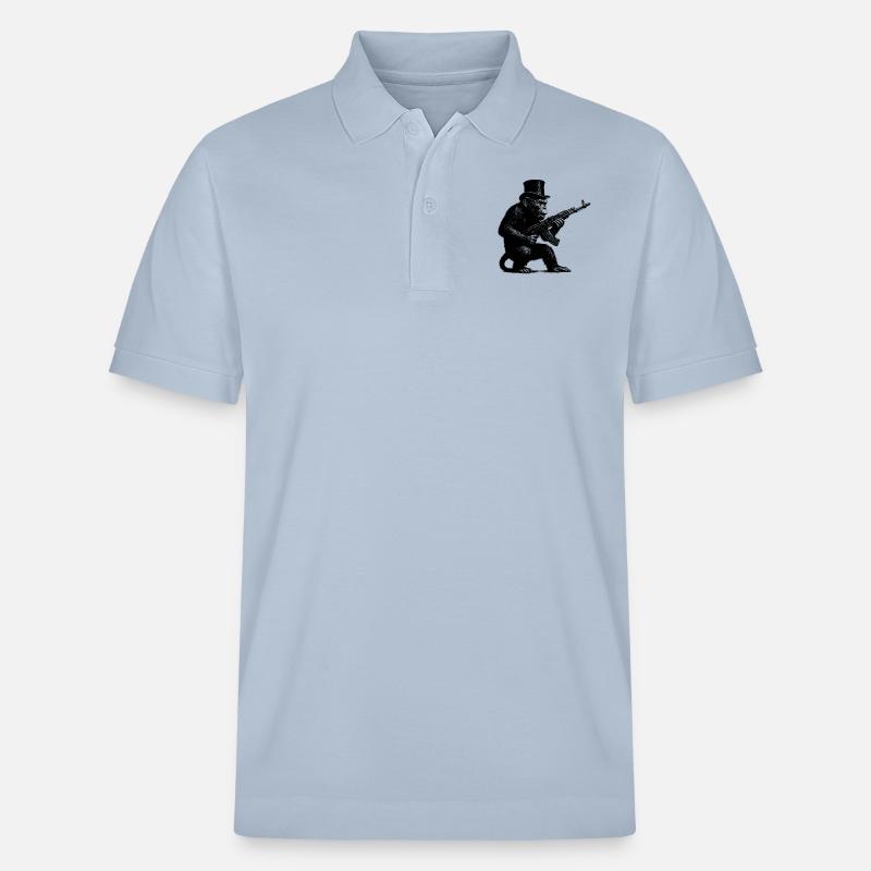 Affe mit Maschinengewehr - Stanley/Stella Unisex Bio-Poloshirt PREPSTER - sky Blue