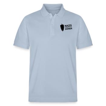 Nazis essen heimlich Döner (dh) - Stanley/Stella Unisex Bio-Poloshirt PREPSTER - sky Blue - Vorne - Roxy (174cm) & Andy (188cm)