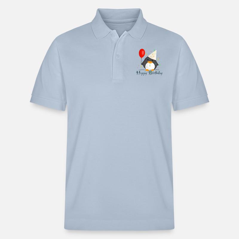 Pingouin « Joyeux anniversaire » - Polo PREPSTER bio Stanley/Stella Unisexe - bleu ciel