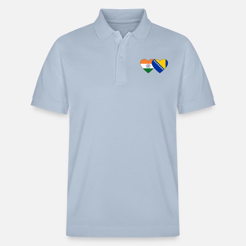 Inde Bosnie drapeau coeur - Polo PREPSTER bio Stanley/Stella Unisexe - bleu ciel