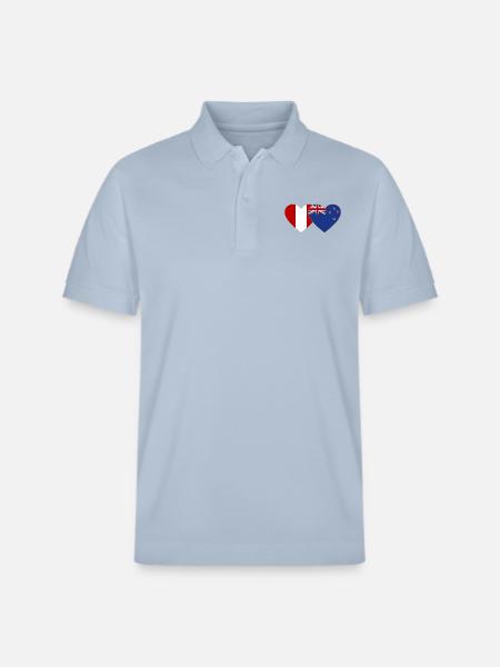 Peru Neuseeland Flagge Herz - Stanley/Stella Unisex Bio-Poloshirt PREPSTER - sky Blue
