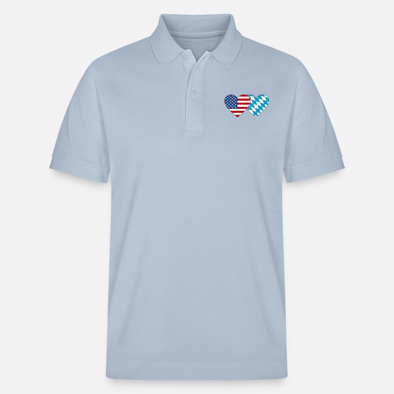 Amerika Bayern Flagge Herz - Stanley/Stella Unisex Bio-Poloshirt PREPSTER - sky Blue