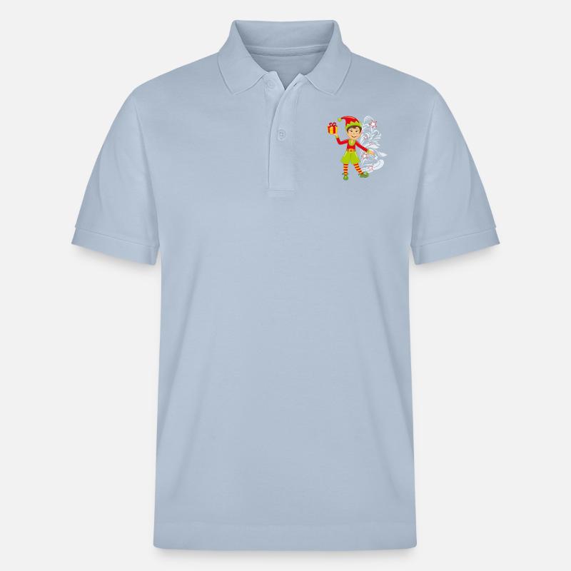 Glückliche Elfe mit einem Geschenk - Stanley/Stella Unisex Bio-Poloshirt PREPSTER - sky Blue