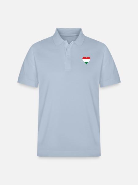 Ungarn Flagge Herz - Stanley/Stella Unisex Bio-Poloshirt PREPSTER - sky Blue
