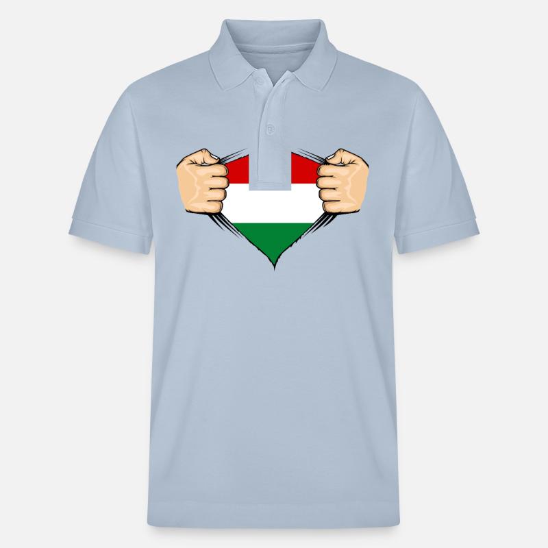 Ungarn Flagge Design - Stanley/Stella Unisex Bio-Poloshirt PREPSTER - sky Blue