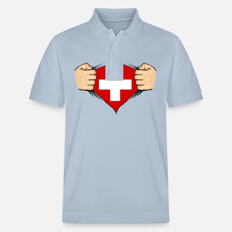 Conception du drapeau suisse - Polo PREPSTER bio Stanley/Stella Unisexe - bleu ciel