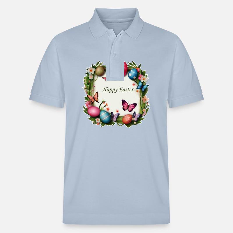 Osterkranz - Happy Easter - Stanley/Stella Unisex Bio-Poloshirt PREPSTER - sky Blue