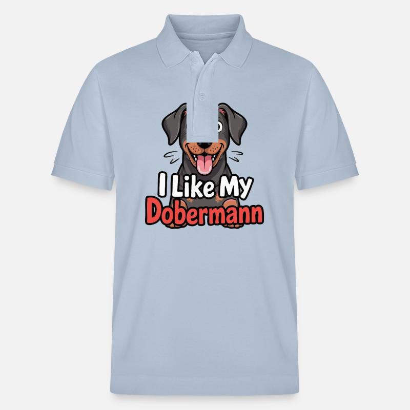 J’aime mon chien Doberman Love - Polo PREPSTER bio Stanley/Stella Unisexe - bleu ciel