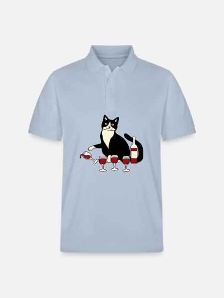 Verre à vin pour chat - Polo PREPSTER bio Stanley/Stella Unisexe - bleu ciel