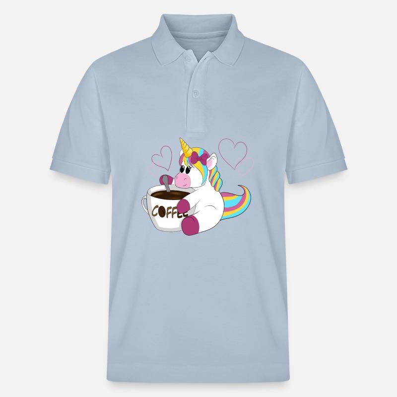 Regenbogen Einhorn Kaffeezauber - Stanley/Stella Unisex Bio-Poloshirt PREPSTER - sky Blue