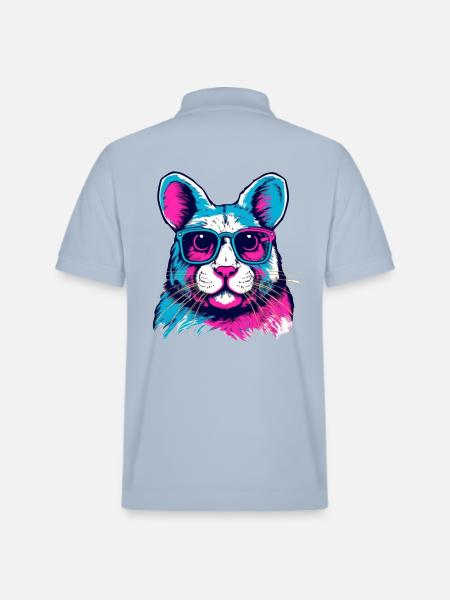 Neon Dog with Sunglasses - Stanley/Stella Unisex Organic Polo Shirt PREPSTER - sky blue