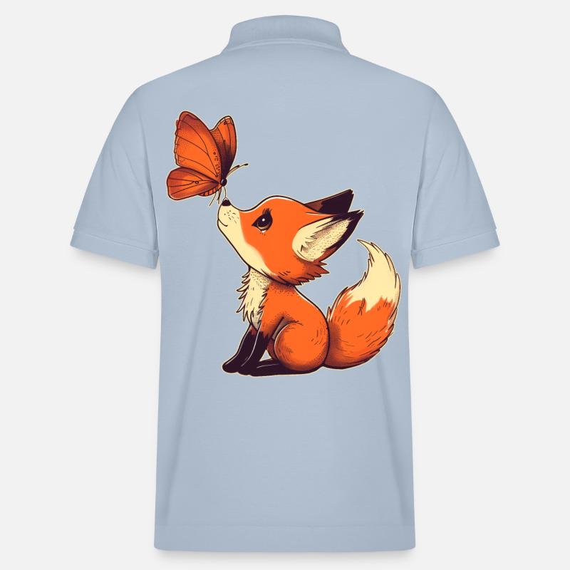 Fuchs mit Schmetterling - Stanley/Stella Unisex Bio-Poloshirt PREPSTER - sky Blue
