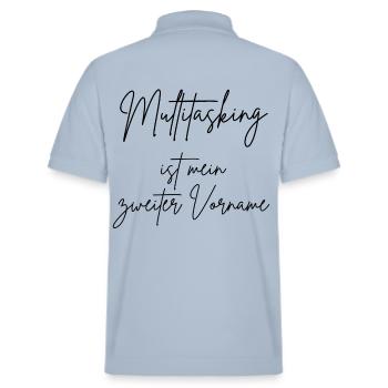 Multitasking ist mein zweiter Vorname - Stanley/Stella Unisex Bio-Poloshirt PREPSTER - sky Blue - Hinten - Andy (188cm)