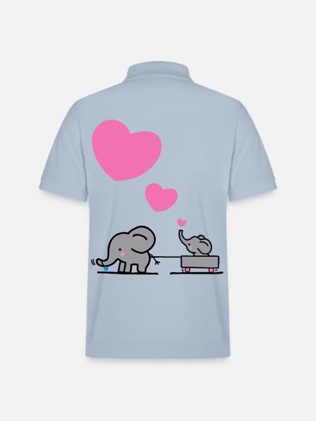 Big elephant draws little elephants with a heart - Stanley/Stella Unisex Organic Polo Shirt PREPSTER - sky blue