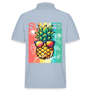 Sensations estivales avec ananas rétro - Polo PREPSTER bio Stanley/Stella Unisexe - bleu ciel - Dos - Andy (188cm)