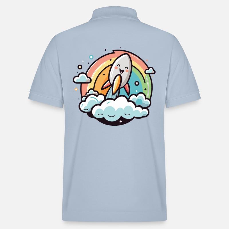 Joyeuse fusée avec arc-en-ciel - Polo PREPSTER bio Stanley/Stella Unisexe - bleu ciel