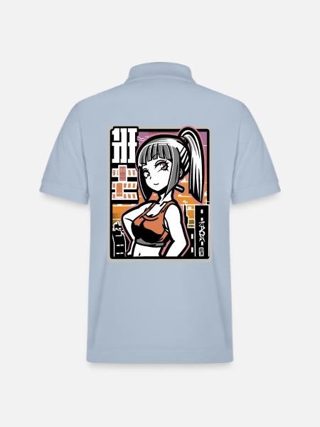 Anime freches Stadt Mädchen - Stanley/Stella Unisex Bio-Poloshirt PREPSTER - sky Blue
