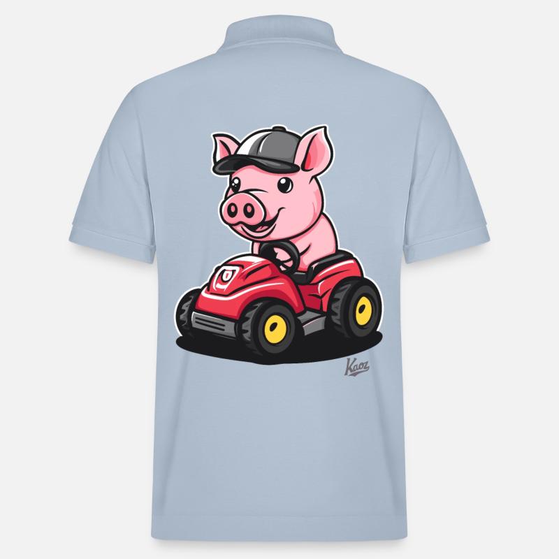 Infatigable petit cochon tracteur joyeux - Polo PREPSTER bio Stanley/Stella Unisexe - bleu ciel