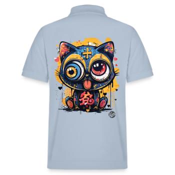 Super Crazy Cool Graffiti Cat - Stanley/Stella Unisex Organic Polo Shirt PREPSTER - sky blue - Back - Andy (188cm)