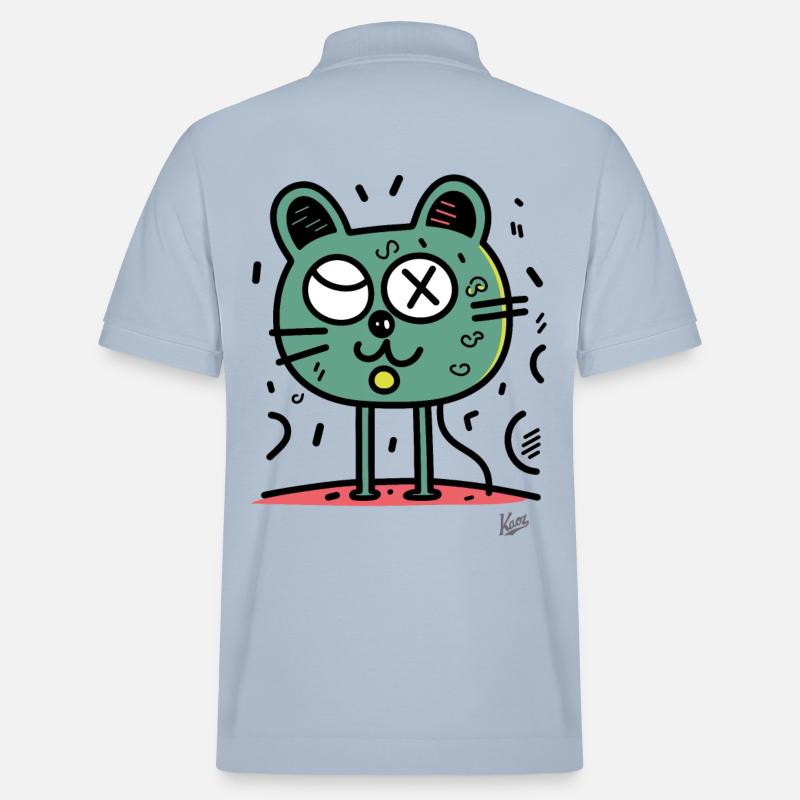 Lustiger Cartoon-Kater oder Katze - Stanley/Stella Unisex Bio-Poloshirt PREPSTER - sky Blue