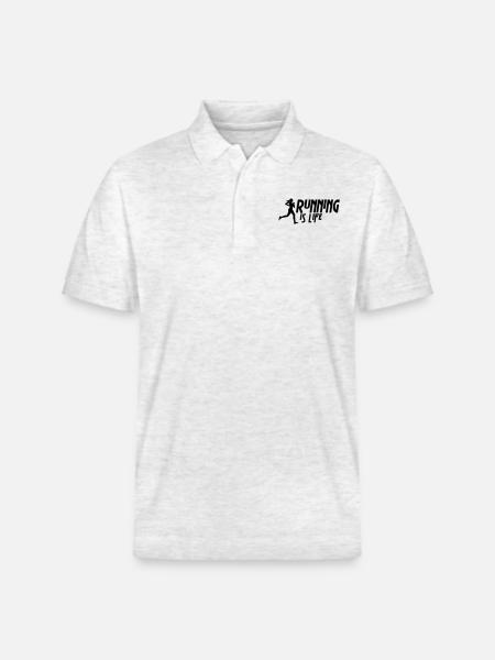 running is life female i 1c - Stanley/Stella Unisex Organic Polo Shirt PREPSTER - heather white