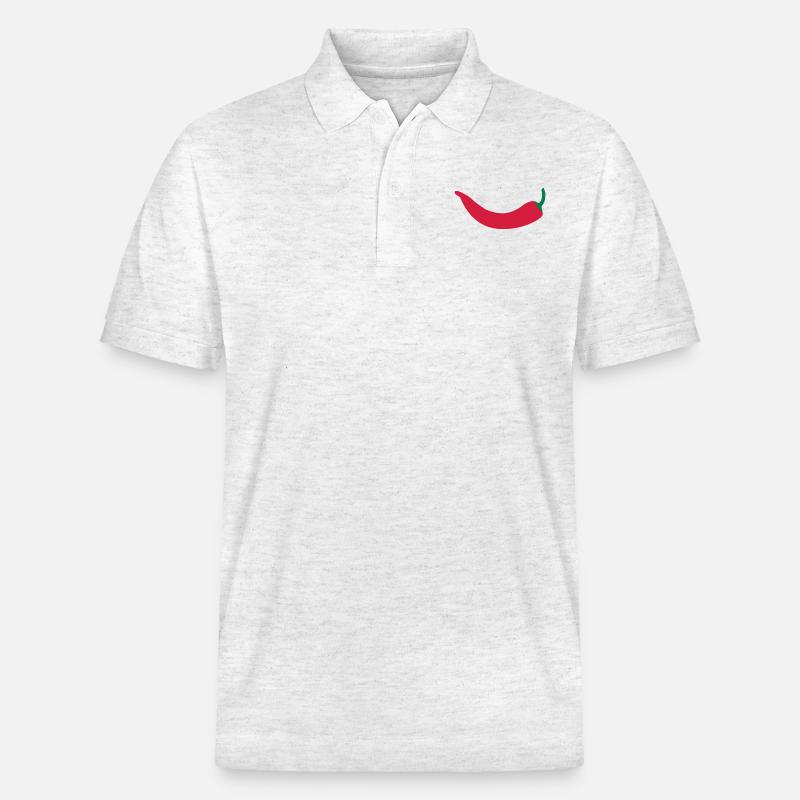 Chili, Chilischote - Stanley/Stella Unisex Bio-Poloshirt PREPSTER - Weiß meliert