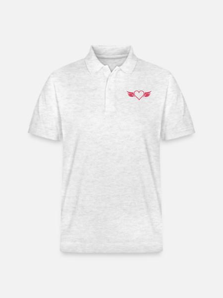 Heart Wings - Stanley/Stella Unisex Organic Polo Shirt PREPSTER - heather white