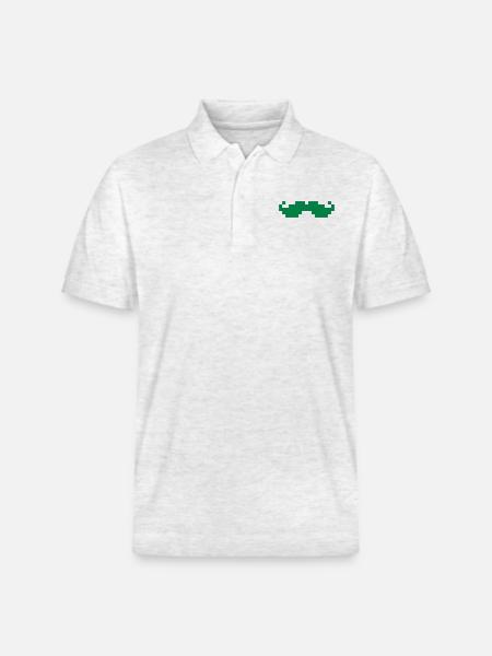 8bit pixel moustache - Stanley/Stella Unisex Bio-Poloshirt PREPSTER - Weiß meliert
