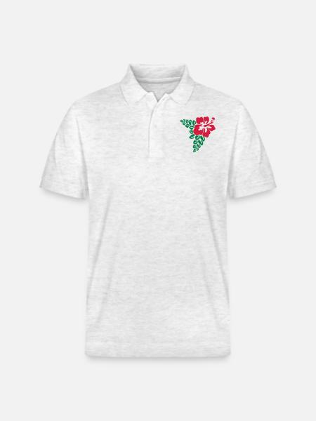 Hawaii hibiscus blomst blomst - Stanley/Stella PREPSTER økologisk unisex poloshirt - hvid meleret