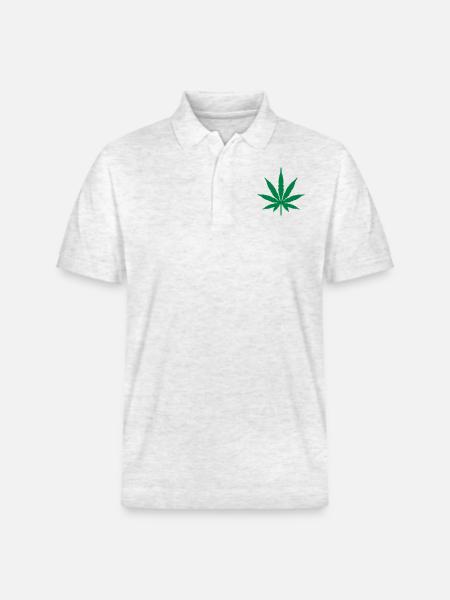 Marijuana Leaf - Stanley/Stella Unisex Organic Polo Shirt PREPSTER - heather white