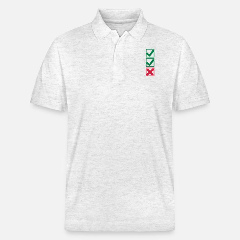 2 Haken und 1 X Kreuzchen - Stanley/Stella Unisex Bio-Poloshirt PREPSTER - Weiß meliert