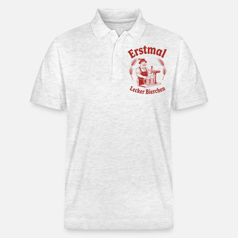 Erstmal lecker Bierchen - Stanley/Stella Unisex Bio-Poloshirt PREPSTER - Weiß meliert